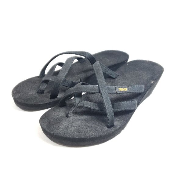 Teva Women's Size 9 Mandalyn Open Toe Casual Black Sandals - Picture 1 of 8